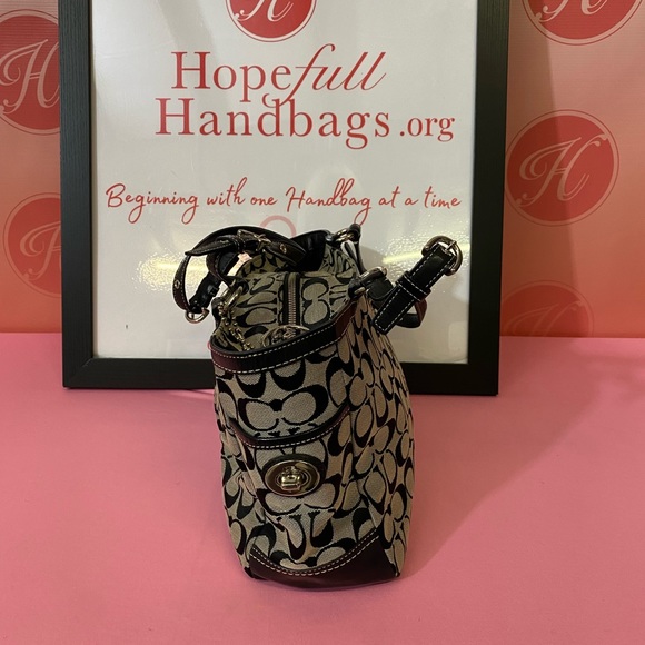 Coach F 14281 signature jacquard pleated Hand bag - Picture 5 of 9